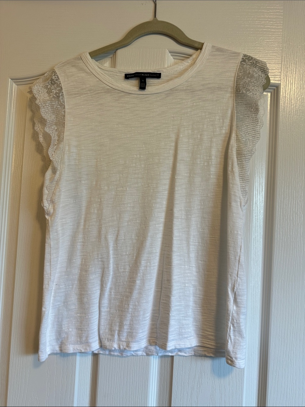 White House Black Market White Lace Sleeve Top